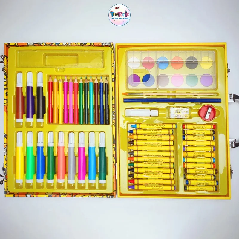 Ducks Yellow Colour Case with crayons markers pencils and more