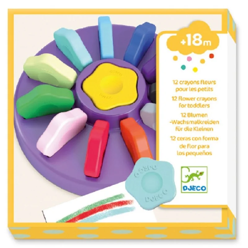 Djeco - 12 Toddler Flower Crayons