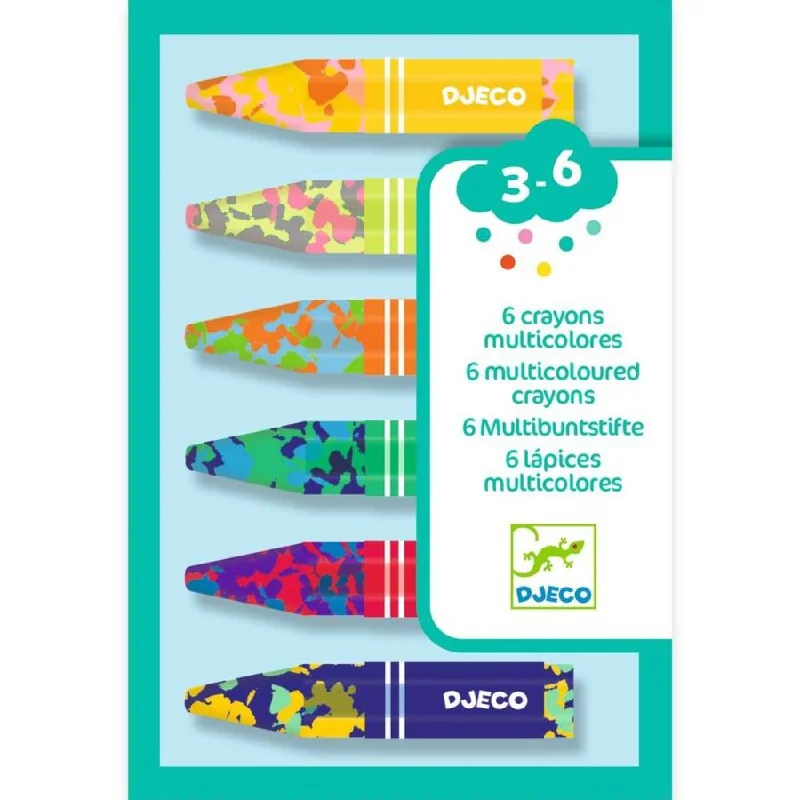 Djeco - 6 Multicoloured Flower Crayons