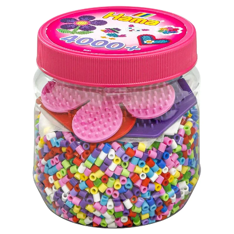 Hama Midi Beads 4000 Piece Pink Tub with 3 Pegboards