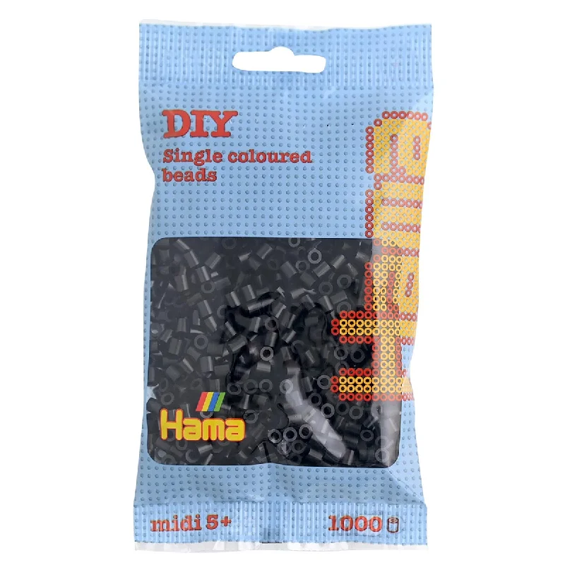 Hama Black Midi Beads (1000 Pack)