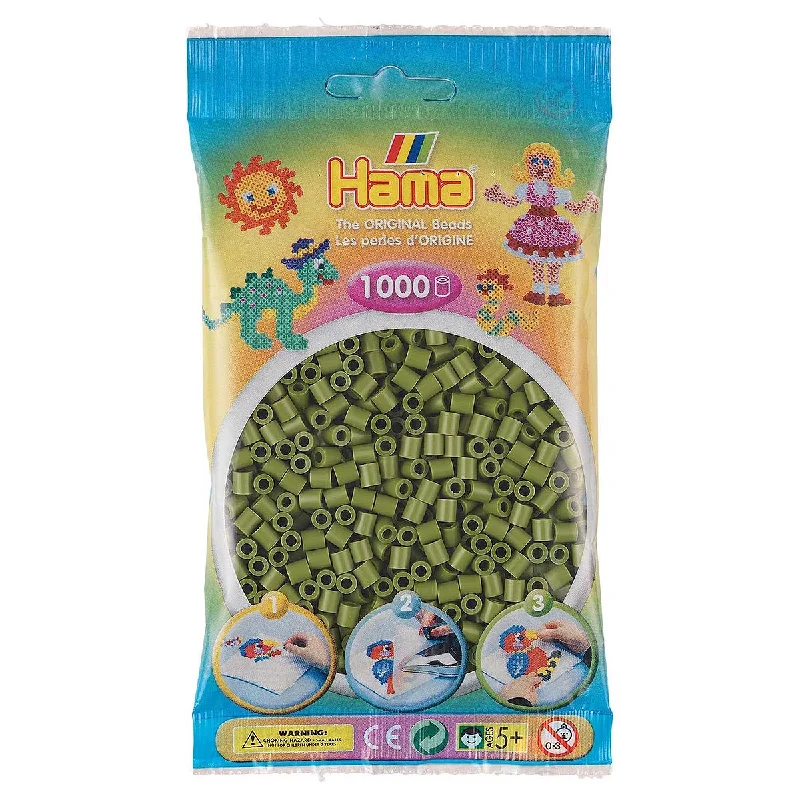 Hama Olive Green Midi Beads (1000 Pack)