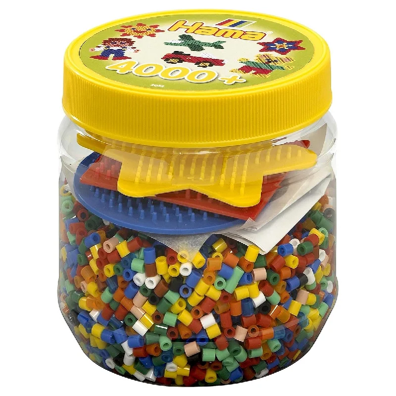 Hama Yellow Midi Beads and Pegboards Tub (4000 Pack)