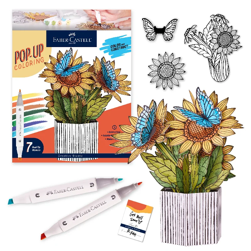 Pop Up Coloring Bouquet - Sunflowers & Butterflies - #770429