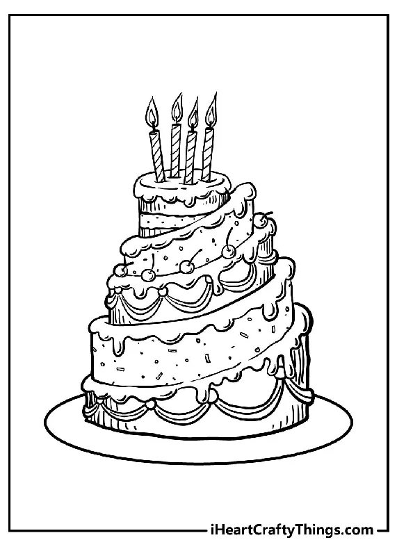 Cake Coloring Book - 35 pages