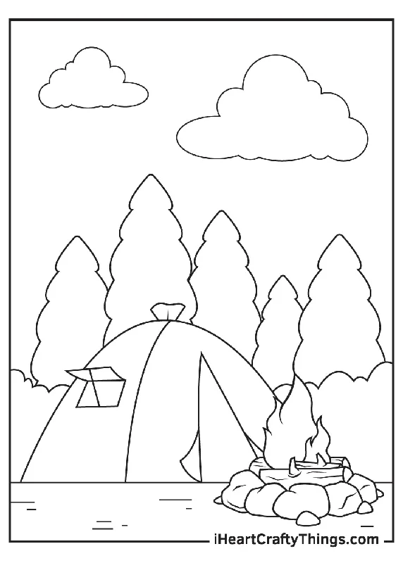 Camping Coloring Book - 25 pages