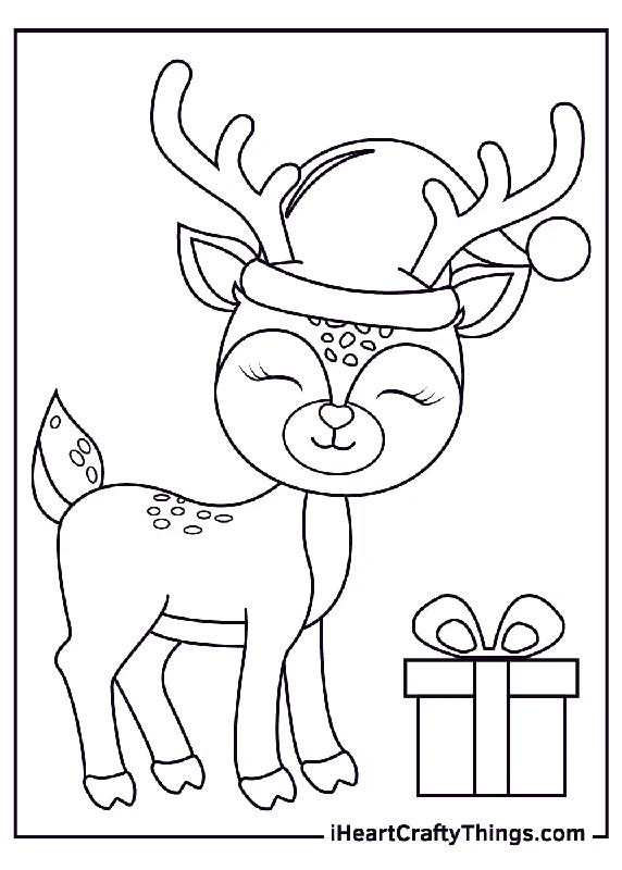 Christmas Reindeers Coloring Book - 15 pages