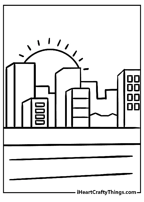 City Coloring Book - 15 pages