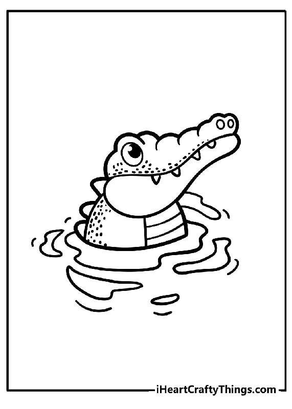 Crocodile Coloring Book - 15 pages