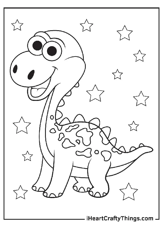 Cute Dinosaurs Coloring Book - 10 pages