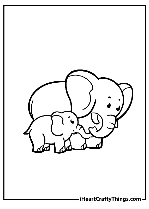 Elephant Coloring Book - 25 pages