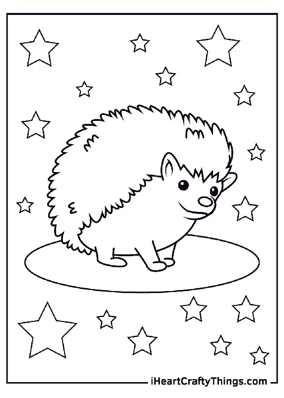 Hedgehog Coloring Book - 15 pages