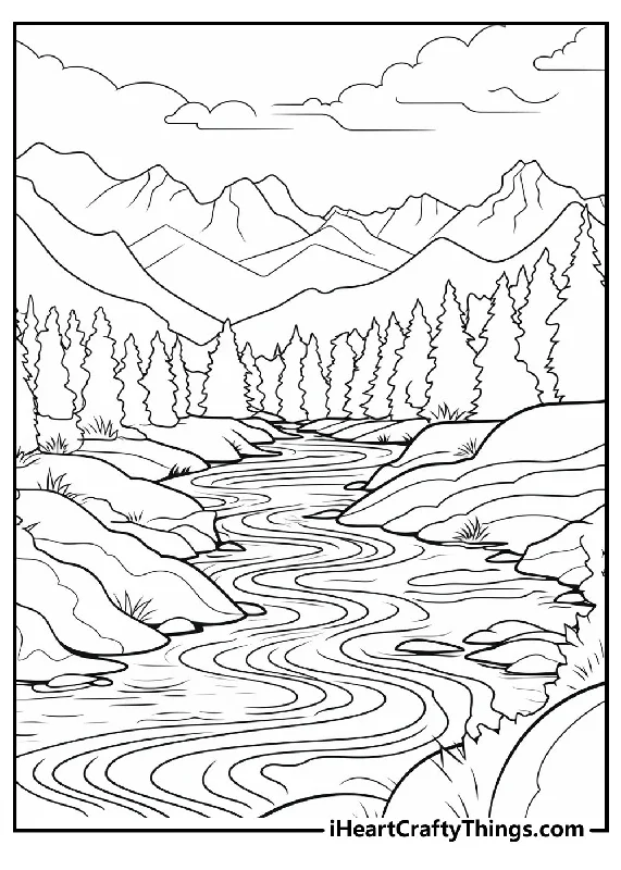 Landscape Coloring Book - 15 pages