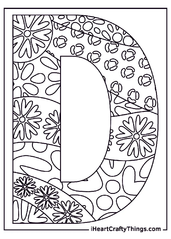 Letter D Coloring Book - 15 pages