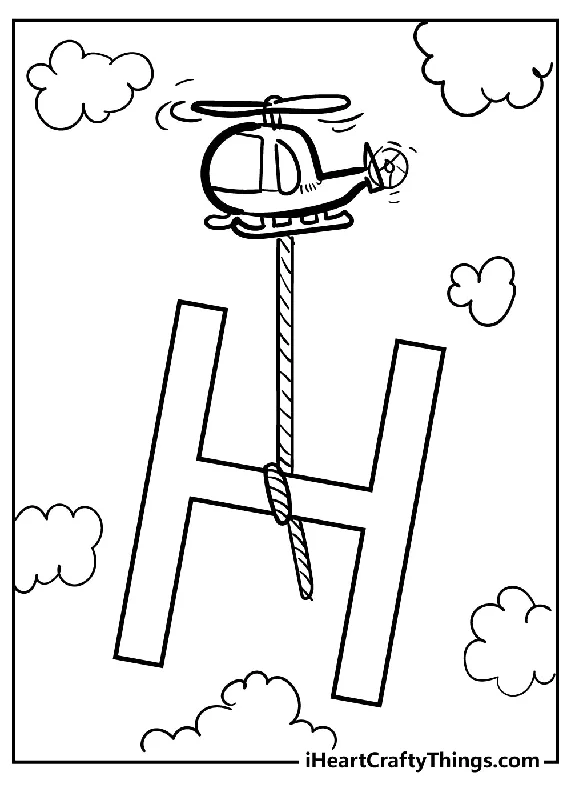 Letter H Coloring Book - 15 pages