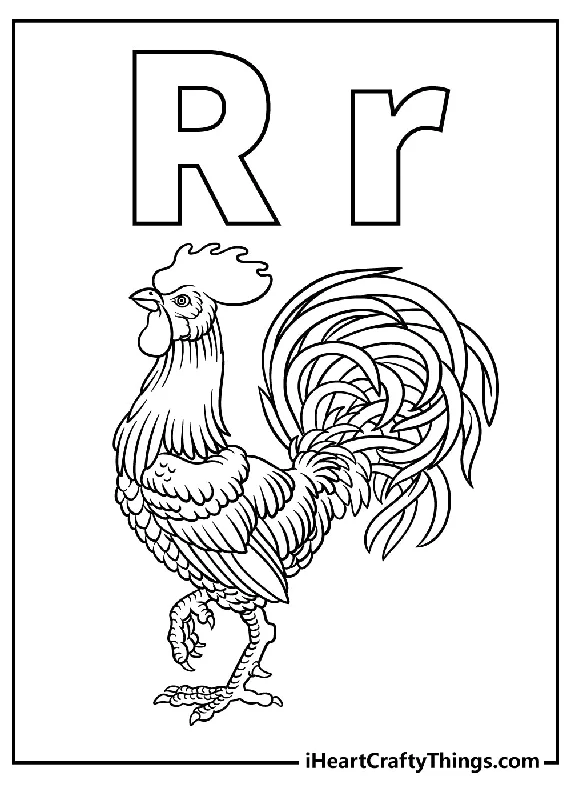 Letter R Coloring Book - 25 pages