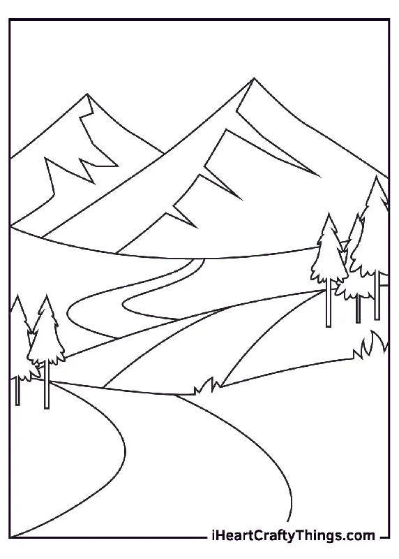 Mountains Coloring Book - 15 pages