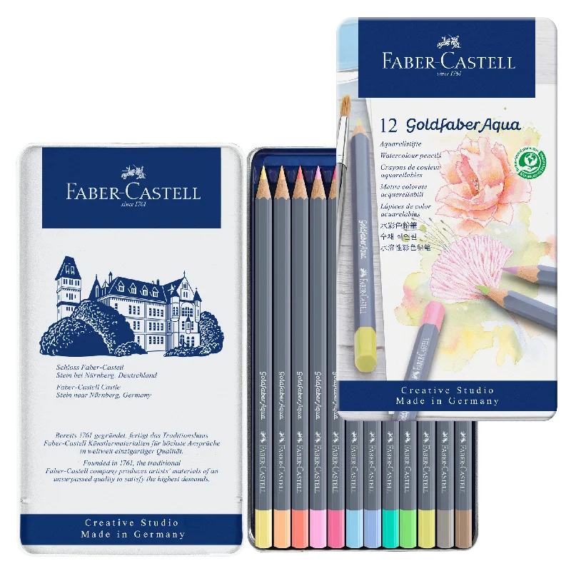 Goldfaber Aqua Watercolor Pencils, Pastels - Tin of 12 - #114622