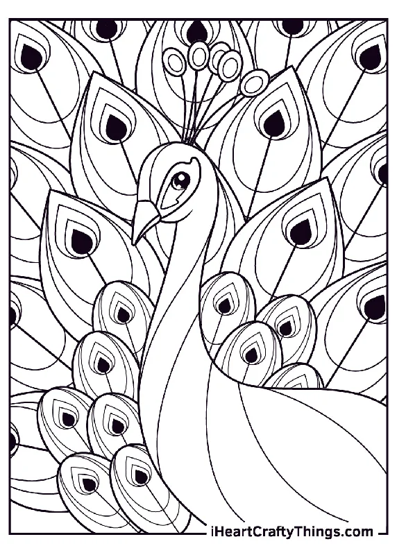 Peacocks Coloring Book - 15 pages