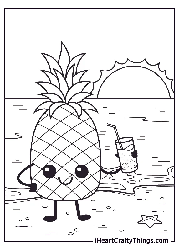 Pineapple Coloring Book - 15 pages