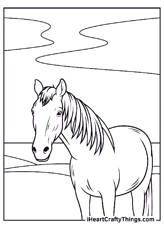 Realistic Horse Coloring Book - 15 pages