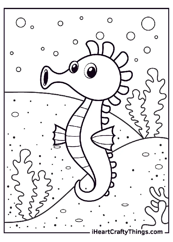 Seahorse Coloring Book - 15 pages