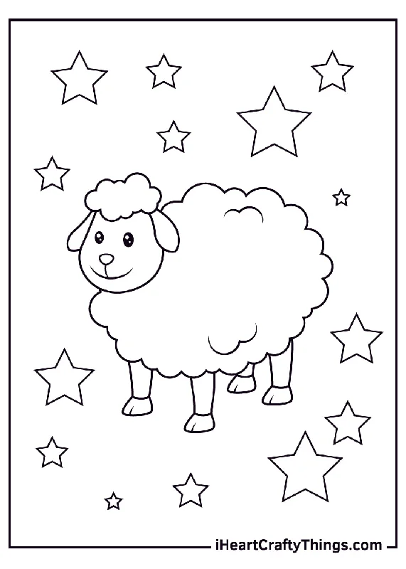 Sheep Coloring Book - 15 pages