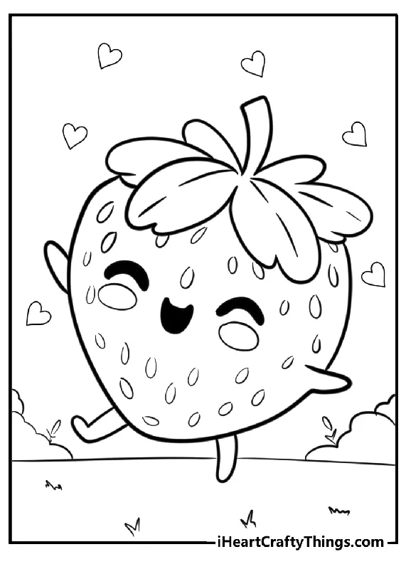 Strawberry Coloring Book - 20 pages