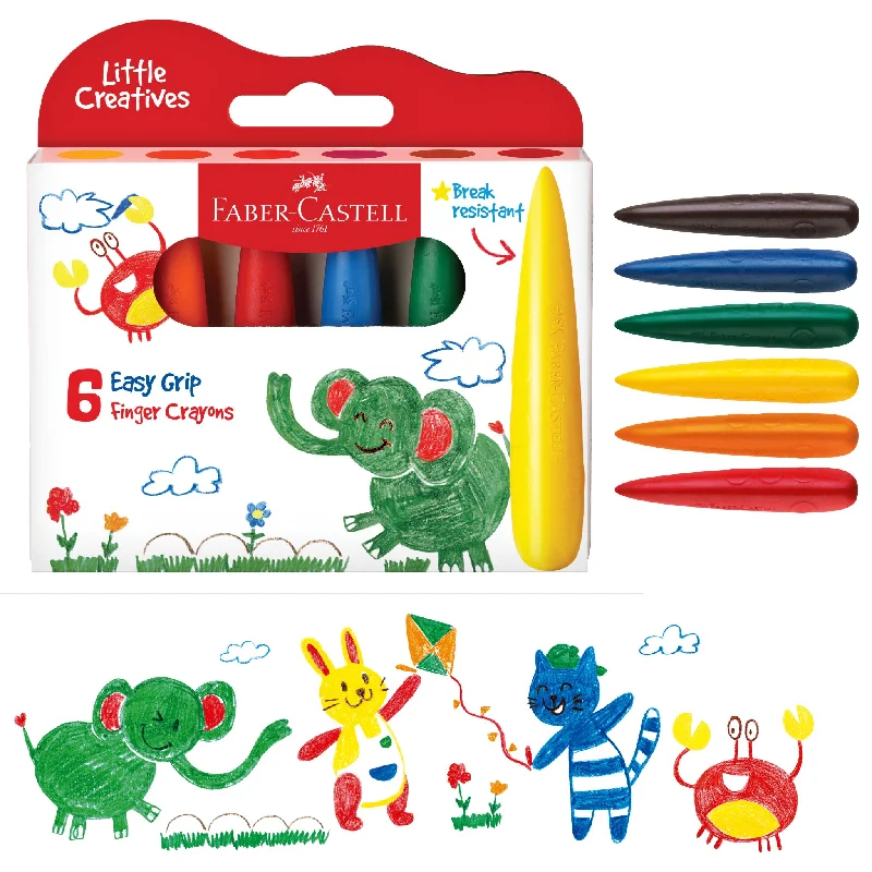 Little Creatives 6 Easy Grip Finger Crayons - #122606