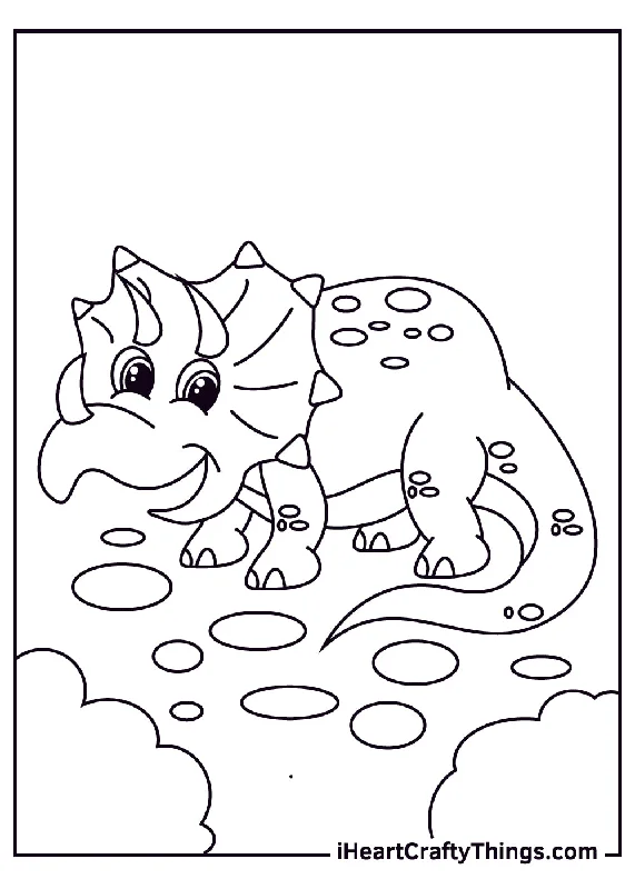 Triceratops Coloring Book - 15 pages