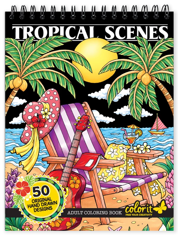 ColorIt Tropical Scenes Adult Coloring Book by Hasby Mubarok