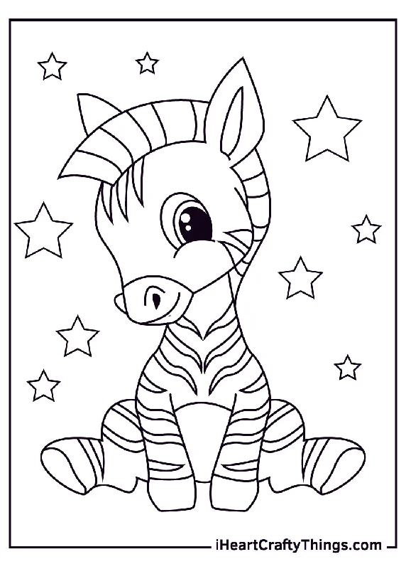 Zebra Coloring Book - 15 pages