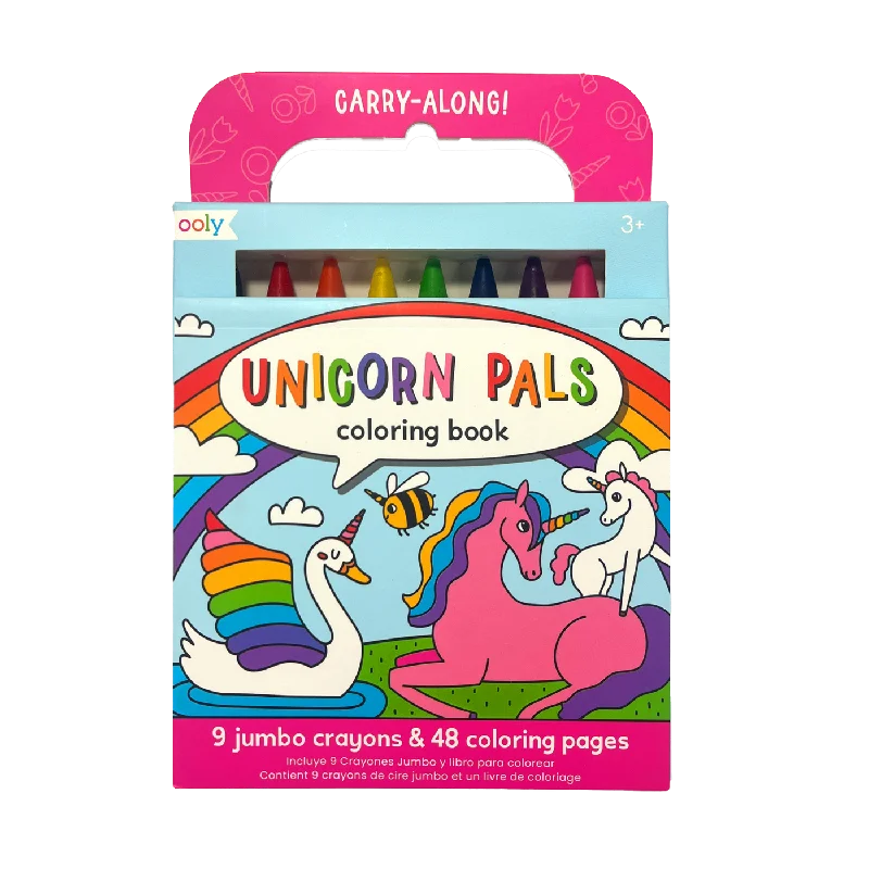 Carry Along! Coloring Book and Crayon Set - Unicorn Pals - Set of 9 Crayons