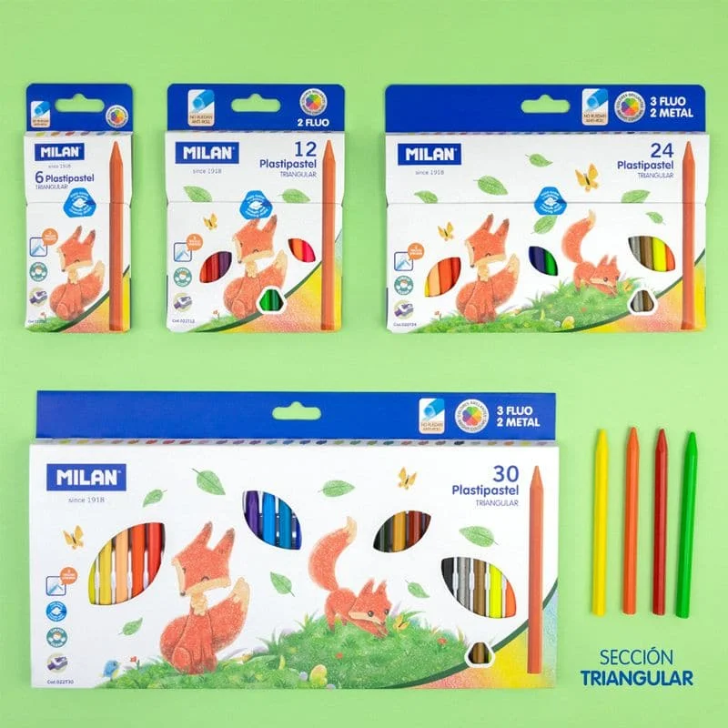 Milan Plasti Pastel Triangular Pencil Crayons Set