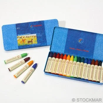 Stockmar Beeswax Stick Crayons in Tin Case for Storage (16 crayons)